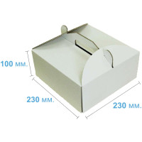 Коробка (230 х 230 х 100), белая, для тортов
