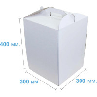 Коробка (300 х 300 х 400), белая, для тортов