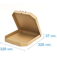 Коробка (320 х 320 х 37), для пиццы, бурая