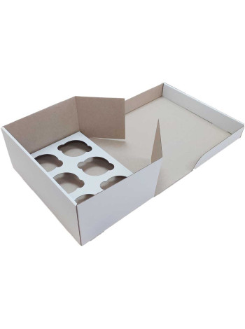 Коробка (250 х 170 х 110), біла, на 6 кексів