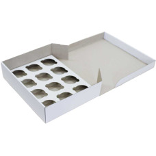 Коробка (330 х 250 х 80), біла, на 12 кексів