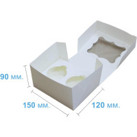 Коробка (150 х 120 х 90), біла, на 2 кекси