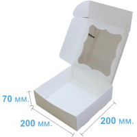 Коробка (200 х 200 х 70), біла, для зефіру