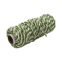 Шнур джут-хлопок зеленый-белый, 50 метров