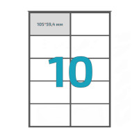 Етикетки самоклеючі (10 шт. на аркуші, 105 мм. х 57 мм., 100 арк. в упак.)