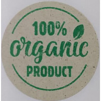 Етикетка крафт\зелена кругла "100% Organic Product". Упаковка 50 шт., діаметр 50мм