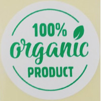 Этикетка белая/зеленый круглая "100% Organic Product".  Упаковка 50 шт., диаметр 50мм