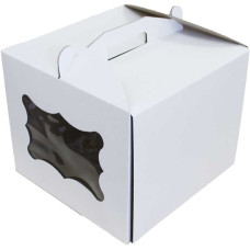 Коробка (300 х 300 х 250), белая, с окошком, для тортов