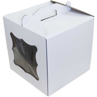 Коробка (300 х 300 х 300), біла, з віконцем, для тортів